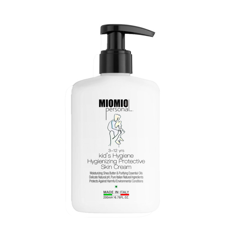 Moisturizing Shea Butter & Purifying Essential Oils Delicate Natural pH, Pure Italian Natural Ingredients Protects Against Harmful Environmental Conditions Velvety, delicate skin cream for children 3-12 years. This pH balanced non-greasy emulsion is created to hydrate and nurture children’s skin after bathing. Formulated with organic Shea Butter and with lemon peal and tea tree essential oils known for their antibacterial qualities. This nourishing cream offers a protective shield against harmful environmental conditions. Our formulas meet the ECO-GREEN VEGANFRIENDLY cosmetics standards for safety and sustainability. HOW TO USE: Dose 3-5 ml on the palm of the hand, massage the skin gently and with large circular movements. Knees, elbows and heels are the areas on which to concentrate application