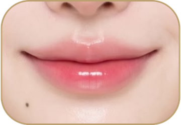 Môi cười với khóe môi được nâng nhẹ, giúp gương mặt luôn tươi tắn.